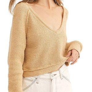 Free people sweater tan cropped